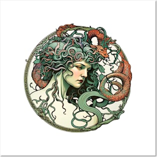 Medusa in the style of Alphonse Mucha Posters and Art